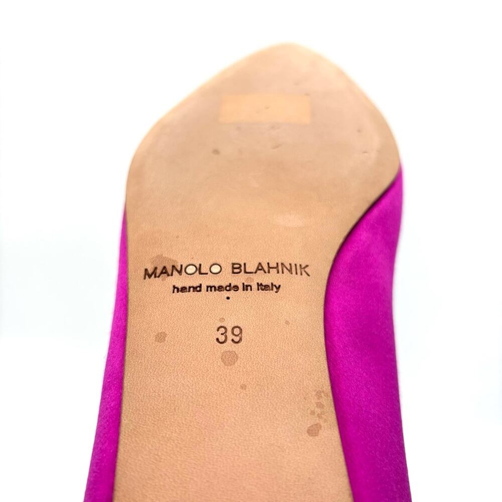 New Manolo Blahnik Hangisi Flat Fuchsia Crystal Embellished Pointed Toe Shoes 39 - Picture 9 of 12